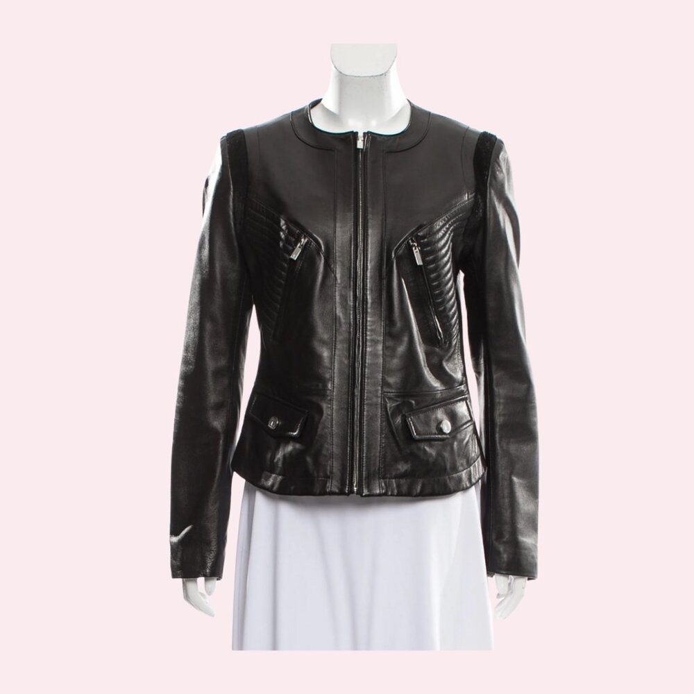 NWT Vera Wang Rare Leather Moto Jacket Size XS
